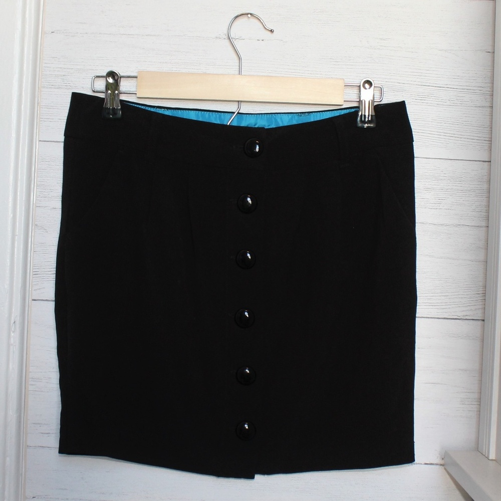 Short Black Button Down Skirt